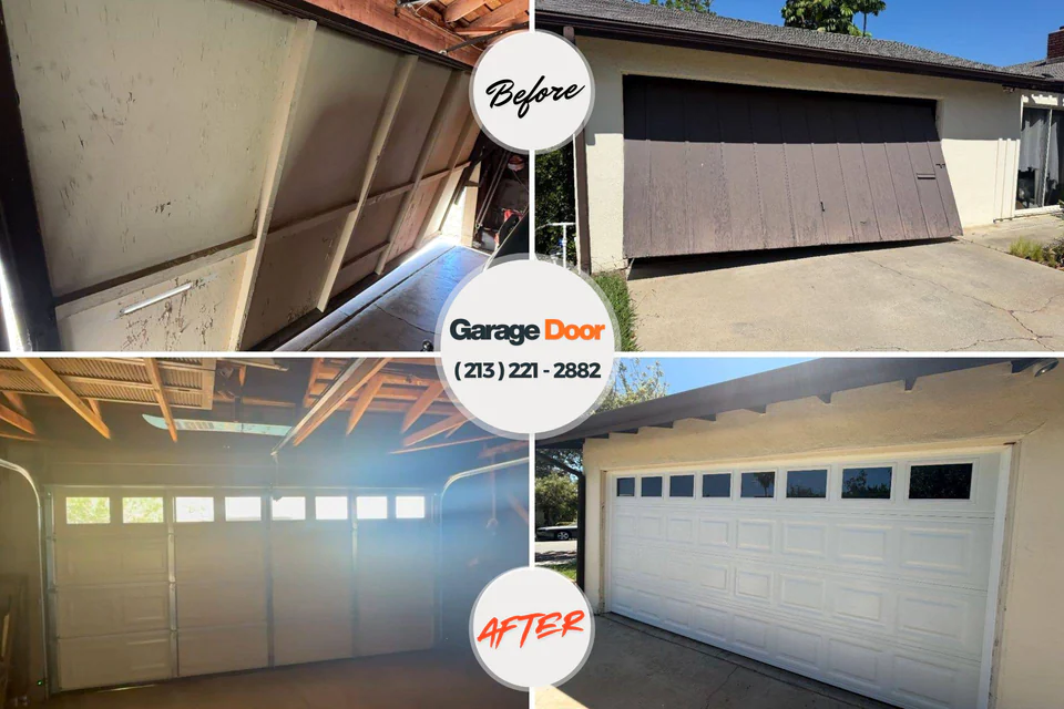 Before and after: garage door repair Hagerstown, IN